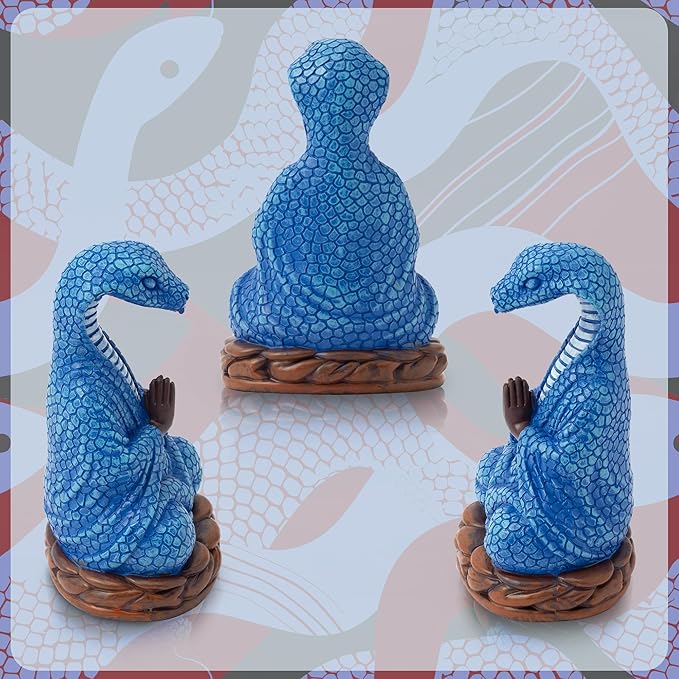 Meditation Snake Resin Statue - Zen Snake Figurine Statue for Snakes Lover Gifts Mediation Yoga Room Buddhism Namaste Room Decor Spiritual Sculpture for Office Home Shelf Desktop Decoration
