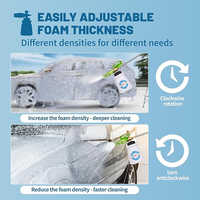 DUSICHIN DUS-007 Snow Foam Lance Foam Cannon Adjustable Jet Wash Quick Release 5 Pressure Washer Nozzles for Car Detailing Pressure Washer Black