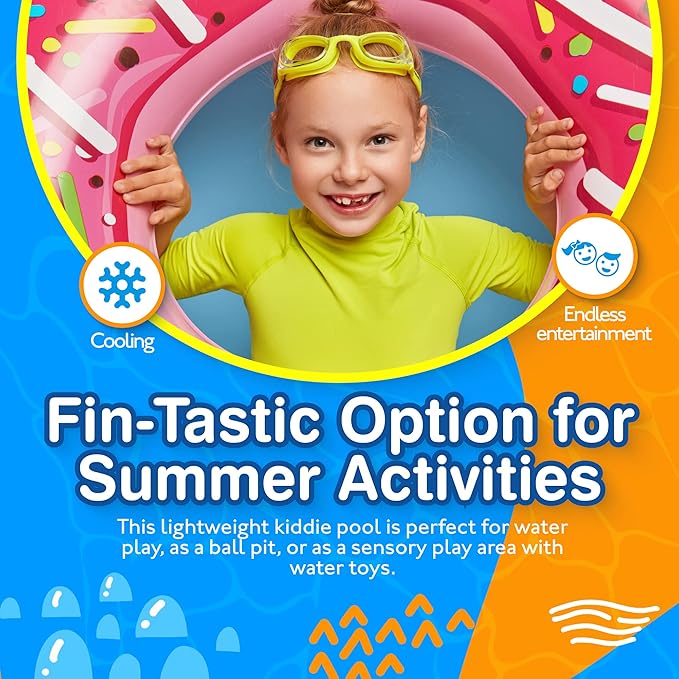 Taylor Toy Kiddie Pool, Splash Pool, Toddler Pool, Kids Pool, Easy Setup, Foldable, Ball Pit, Portable, Water Play, Non-Inflatable, 59 Gallon