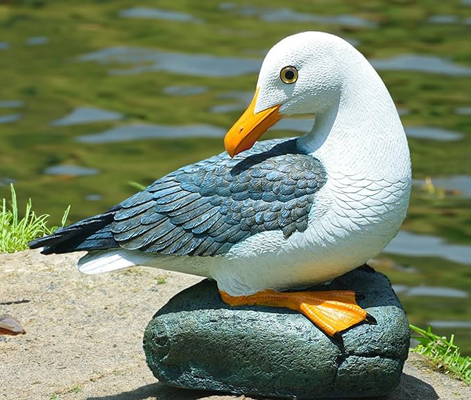 coolboy Real Seagull Figurine Garden Decorations,Seagull Statue Outdoor Decoration,Sea Bird Figurine Nautical Statue Coastal Beach Home Decorations Nautical Seagull Sculpture