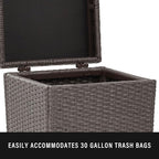 Crosley Furniture Palm Harbor Resin Wicker Outdoor Trash Can With Lid for Backyard, Patio, Deck, Balcony, Gray