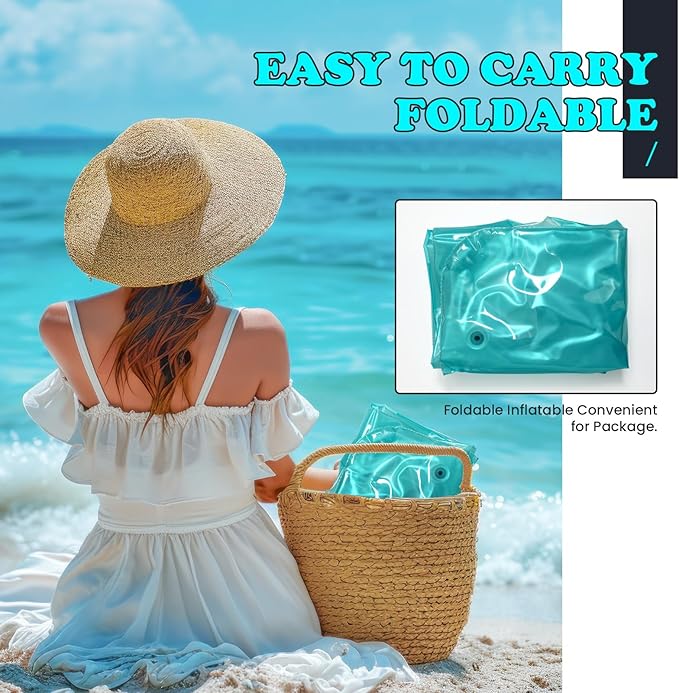 Inflatable Pool Floats Raft, One Inflatable Pool Float with Headrest for Adults - Cooling Pool Floats Lounger Floats Raft Floating Chair, Water Floaty for Swimming Pool Lake