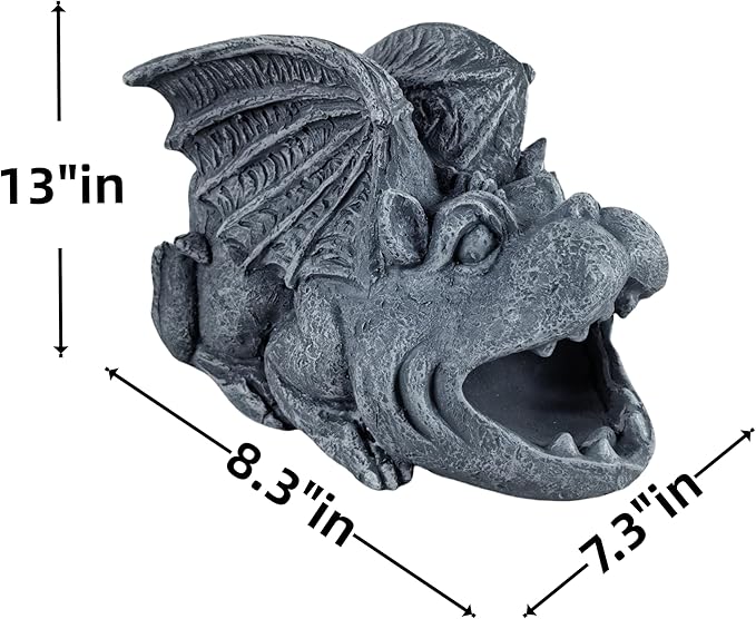 Gargoyle Statues Garden Decoration, Resin Statue Outdoor Decor, Animal Downspout Diverter, Decorative Gutter Extension, 3"4" Downspout Extender Diverter Splash Block
