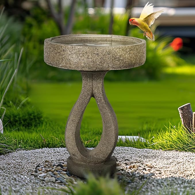 21.8" H Elegant Modern Bird Bath for Outsides Use - Sturdy Weather-Resistant Birdbath for Gardens and Patios