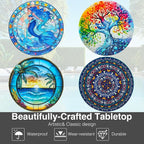 Patio Side Table, 14 Inch Weather Resistant Metal Side Table, Side Table for Patio Yard Porch Balcony Garden Bedside Plant Stand Indoor Outdoor, Small Round Outdoor End Table