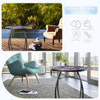 MUMTOP Side Patio Tables-Mosaic Outdoor Side Table - 14’’ Symmetrical Pattern Glass Accent Round End Table, Plant Stand Indoor Small Coffee Table for Garden or Living Room Decor