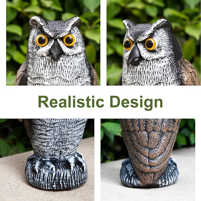 OFFO Bird Scare Devices Plastic Owl Scarecrow for Halloween Decorations Outdoor Garden, Yard, Pool Decoration, 8.3 in Height, Brown and White