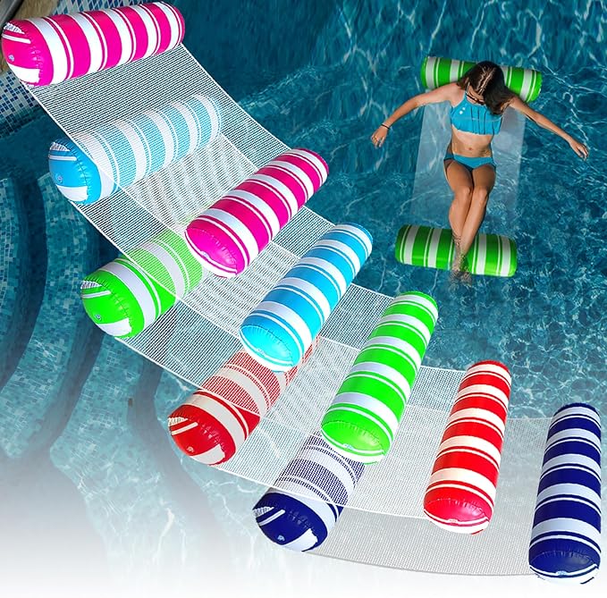 5 Pack Inflatable Pool Floats Adult Size Water Hammock,Hammock Floats for Adults,4-in-1 Multi-Purpose Pool Floating Toys,Pool Rafts Lounge Chairs Floaties,for Adults Vacation Fun and Rest