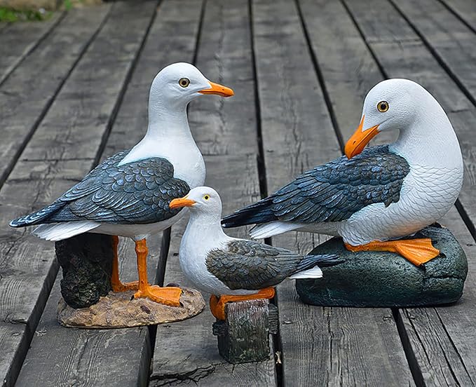 coolboy Real Seagull Figurine Garden Decorations,Seagull Statue Outdoor Decoration,Sea Bird Figurine Nautical Statue Coastal Beach Home Decorations Nautical Seagull Sculpture