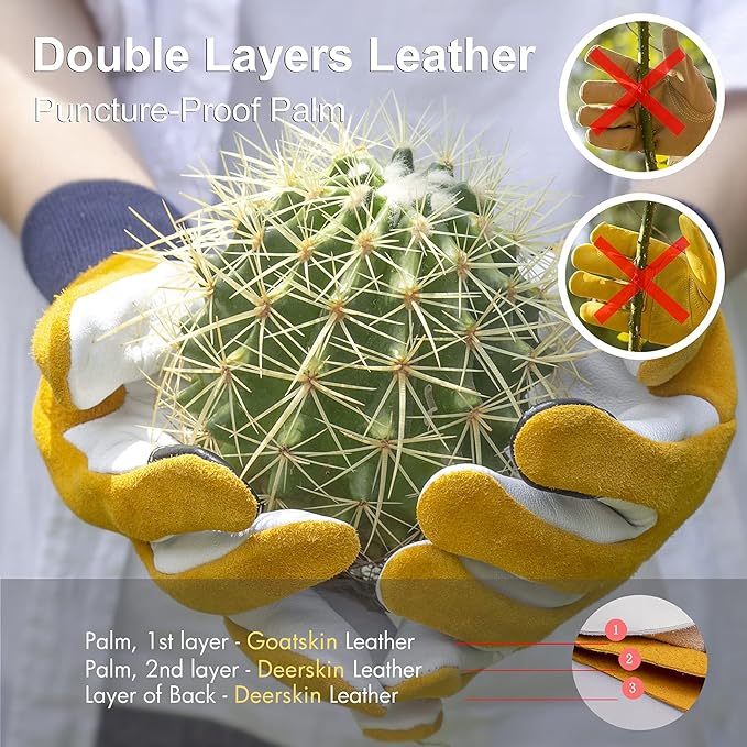 Cactus Gloves Soft Deerskin Women Gardening Glove Thorn Proof for Cacti Handling