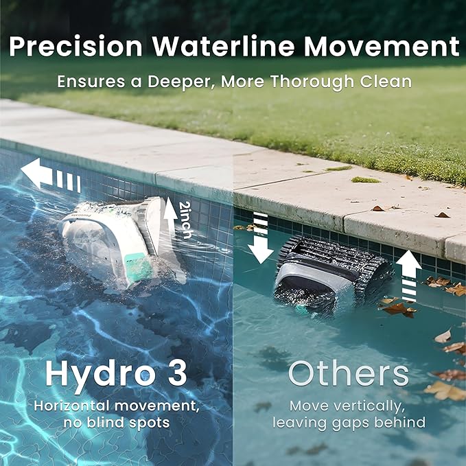 (2025 Upgraded) Cordless Robotic Pool Cleaner, Automatic Pool Vacuum for Inground and Above Ground Pools, Lasts 200 Mins, Floor/Wall/Waterline Cleaning, Dual Inlet, Waterline Technology, Self-Parking