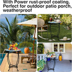 Outdoor Side Tables, 14" Round Patio Side Table, Plant Stand for Indoor Outdoor, Weather Resistant Metal End Table Side Table for Patio Yard Porch Balcony Garden Bedside