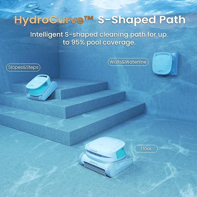(2025 Upgraded) Cordless Robotic Pool Cleaner, Automatic Pool Vacuum for Inground and Above Ground Pools, Lasts 200 Mins, Floor/Wall/Waterline Cleaning, Dual Inlet, Waterline Technology, Self-Parking