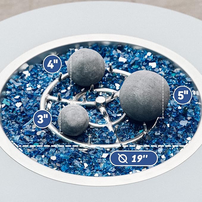 Skyflame Ceramic Fireplace Balls, Set of 12 Round Fire Stones Set for Indoor and Outdoor Fire Pits or Fireplaces Accessory, 4 Inch, Gray