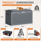 110 Gallon Deck Box Outdoor Indoor Waterproof Storage Box for Patio Furniture, Pool Accessories, Garden Tools, and Cushion Storage, Gray