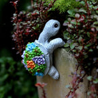 Cute Climbing Turtle Flowerpot Hug Statue, Resin Hanging Turtle Statue Flowerpot, Home Decoration, Garden Fence, Balcony, Patio, Lawn, Courtyard Ornaments