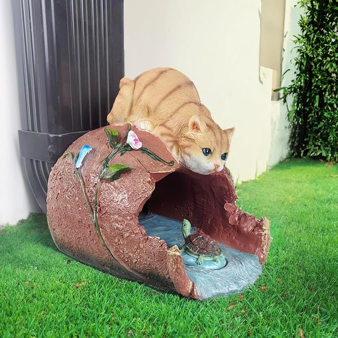 Cat Statues Gutter Downspout Extension Statues Garden Decoration,Resin Statue Outdoor Decor,Animal Downspout Diverter,Gutter Extension Decorative,3"×4" Downspout Extender Diverter Splash Block