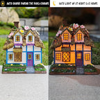 Prospect Thatched Cottage, Solar Statue Lights Mushroom Fairy House, Garden House Statues, Outdoor Memorial Ornaments Waterproof Decoration for Outside Patio Yard Lawn Decor