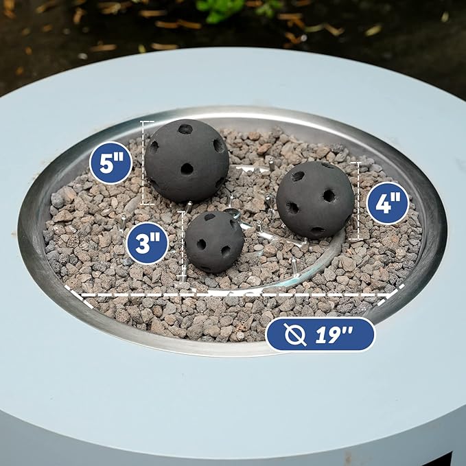 Skyflame Hollow Ceramic Balls, Set of 6 Round Fire Stones Set for Indoor and Outdoor Fire Pits or Fireplaces Accessory, 5 Inch, Black