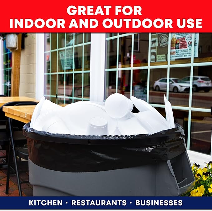 Tasker 55-60 Gallon Trash Bags Heavy Duty | Value 50 Count Bags w/Ties | Extra Large Industrial Trash Bags 55 Gallon, Lawn and Leaf Bags, Extra Large Outdoor Contractor Trash Can Liners, 50-60 Gallon