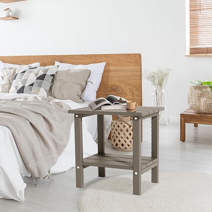 OTSUN 2-Tier Small Patio Tables for Outside or Indoor(Latte Brown)