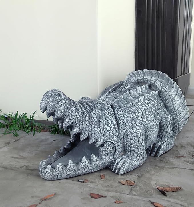 Crocodile Statues Garden Decoration, Resin Statue Outdoor Decor, Animal Downspout Diverter, Decorative Gutter Extension, 3"4" Downspout Extender Diverter Splash Block