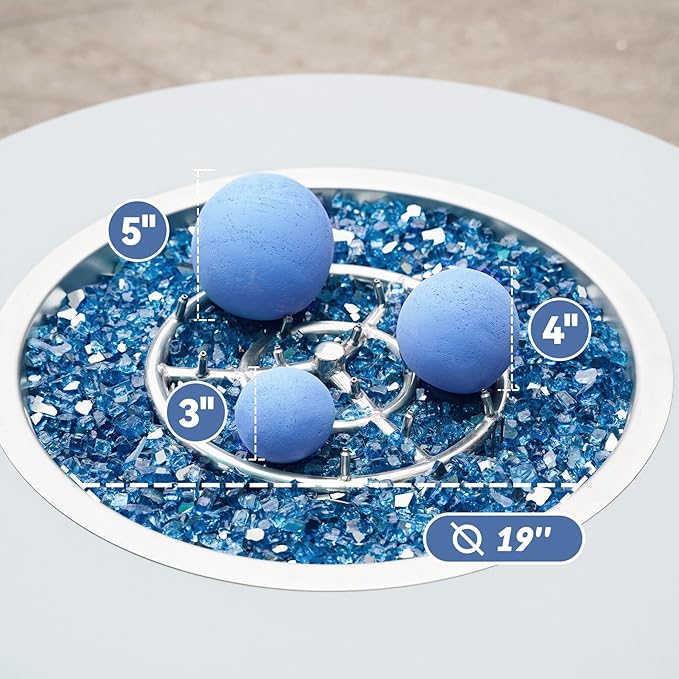 Skyflame Ceramic Fireplace Balls, Set of 12 Round Fire Stones Set for Indoor and Outdoor Fire Pits or Fireplaces Accessory, 4 Inch, Blue