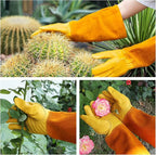 Acdyion Gardening Gloves for Women/Men Rose Pruning Thorn & Cut Proof Long Forearm Protection Gauntlet, Resistant Thick Cowhide Leather Work Garden Gloves