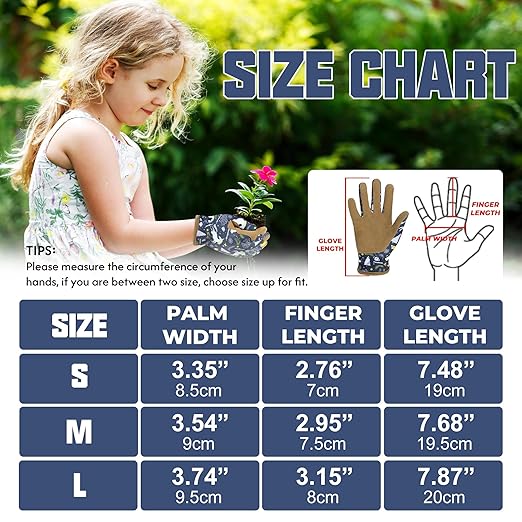 HANDLANDY Kids Genuine Leather Gardening Gloves for ages 3-11, Children Toddler Work Outdoor Playing Gloves for Boys Girls Gift (Small (for age 2-4), Blue)