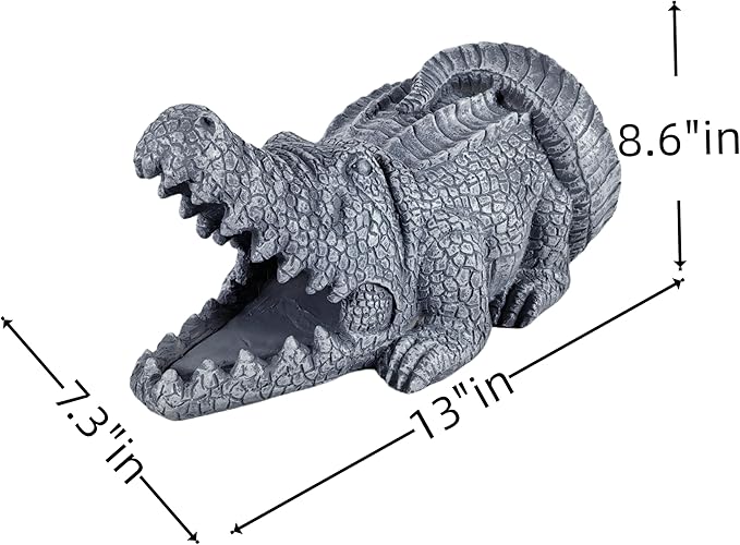 Crocodile Statues Garden Decoration, Resin Statue Outdoor Decor, Animal Downspout Diverter, Decorative Gutter Extension, 3"4" Downspout Extender Diverter Splash Block