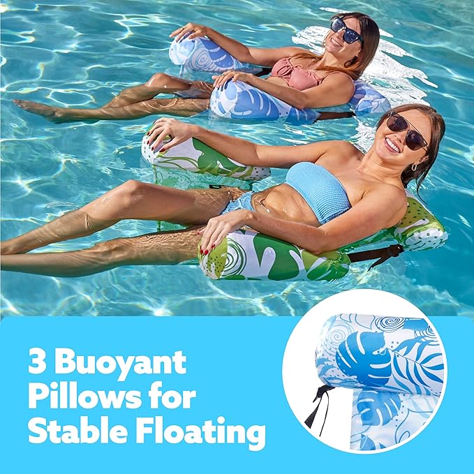 SLOOSH Inflatable Pool Floats Adult,2 Packs Floating Lounge Chairs,Blow up Pool Noodles for Adult Heavy Duty,Floating Chair for Party Summer Water Beach Lake Fun