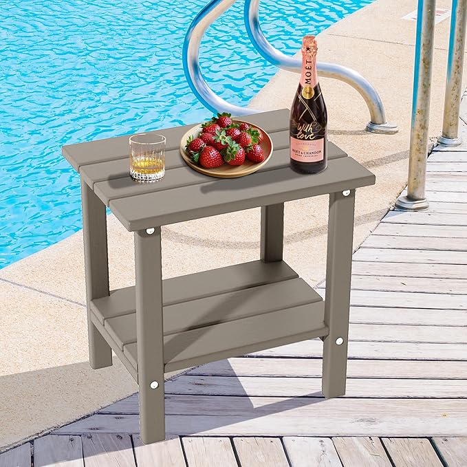 OTSUN 2-Tier Small Patio Tables for Outside or Indoor(Latte Brown)