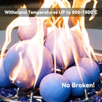 Skyflame Ceramic Fireplace Balls, Set of 6 Round Fire Stones Set for Indoor and Outdoor Fire Pits or Fireplaces Accessory, 5 Inch, Blue