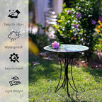 Outdoor Side Table,18 Inch Metal Accent Table, Peacock Round End Tables, Small Coffee Tables for Indoor & Outside Garden Patio Balcony Yard Bedroom