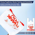 4 Gallon Small Trash Bags with Handles –1000Count 11" x 21" Plastic Garbage Bags for Home, Kitchen, Office, Bathroom – Thank You T-Shirt Style Bags for Small Business, Takeout, Grocery Use