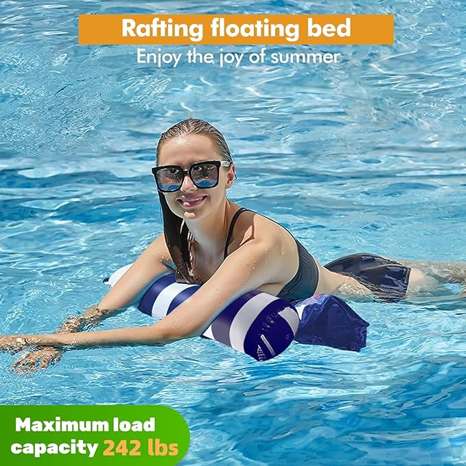 4 Pack Upgrated XL Water Pool Floats, 4-in-1 (Hammock, Saddle, Lounge Chair, Drifter) Multi-Purpose Water Pool Float, Non-Stick PVC Material