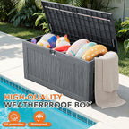 130 Gallon Deck Box Outdoor Indoor Waterproof Storage Box for Patio Furniture, Pool Accessories, Garden Tools, and Cushion Storage, Gray