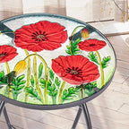 MUMTOP Outdoor Side Table - Small Mosaic Patio Tables, 14” Round Accent End Coffee Glass Plant Stand for Garden Living Room(Poppy)