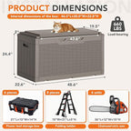 110 Gallon Deck Box Outdoor Indoor Waterproof Storage Box for Patio Furniture, Pool Accessories, Garden Tools, and Cushion Storage, Coffee