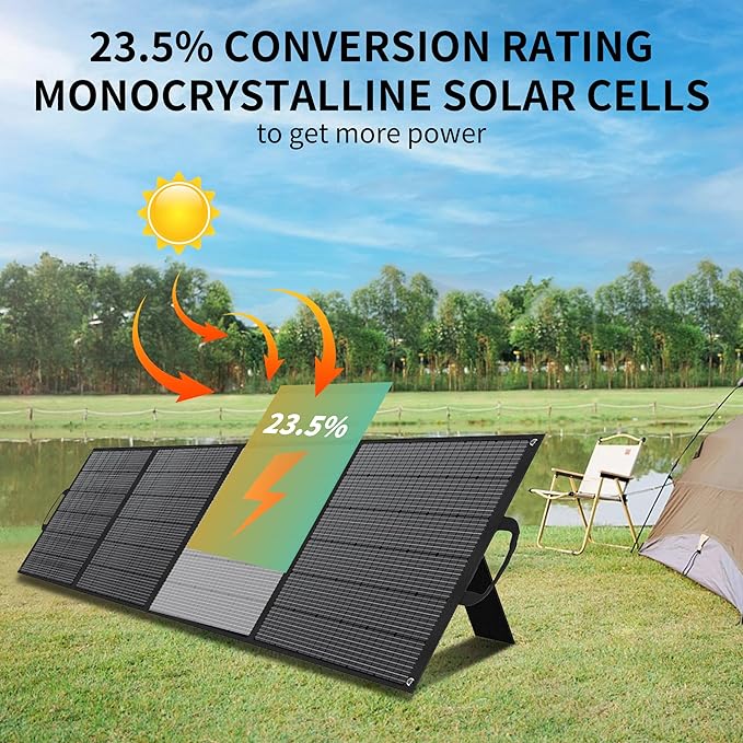 400W Portable Solar Panel for Power Station Generator,400 Watt Foldable Solar Panel Charger with MC4 Output,3-in-1 DC Connector,23.5% High Efficiency for Outdoor Camping RV Travel (400W)