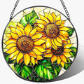 Sunflower Stained Glass Suncatcher, 8 Inch Sun Catchers Indoor Window, Stained Glass Window Hanging, Windows Dedor and Christmas, Mother's Day, Birthday, Gifts for Women Mom, Idea Gift, Gift Exchange