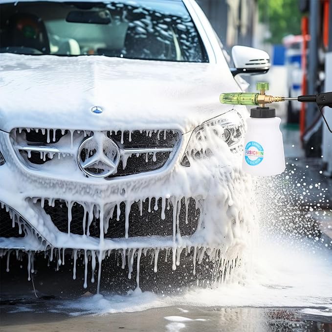 DUSICHIN Foam Cannon for Pressure Washer Wide Neck Car Wash Snow Soap Dispenser for Car Washing with 1/4 Inch Quick Connector, Additional 1.04 mm Orifice Nozzle DUS2601