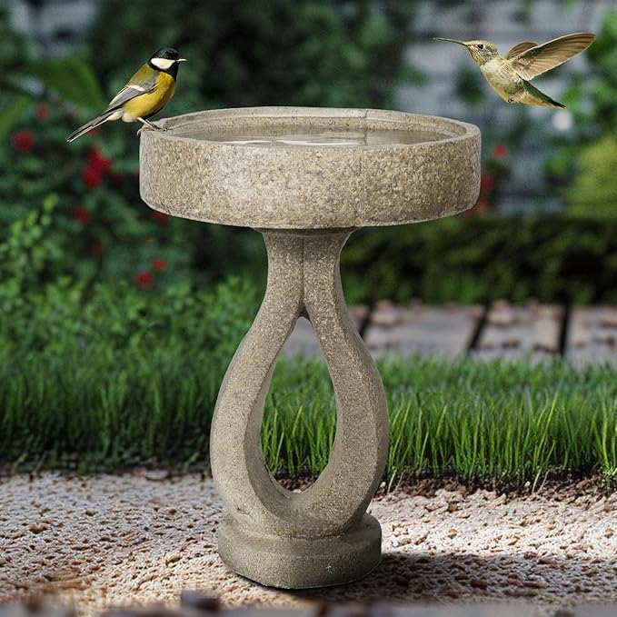 21.8" H Elegant Modern Bird Bath for Outsides Use - Sturdy Weather-Resistant Birdbath for Gardens and Patios