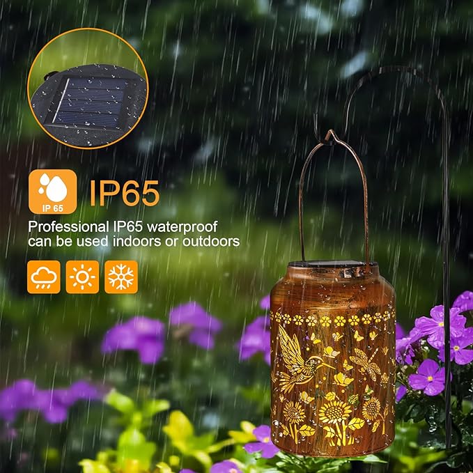 Hummingbird Lantern Solar Outdoor, Birthday Gifts for Women, Mom, Grandma Solar Light Outdoor Waterproof LED Decorative Garden for Lawn, Landscape, Patio, Porch Hanging Lantern for Christmas Decor