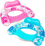 SLOOSH Inflatable Pool Floats Adult,2 Pack Pool Chairs with Cup Holders,Blow up Floats Chair,Hammock Noodle Mat for Relaxing Summer Water Fun Swimming Party Beach