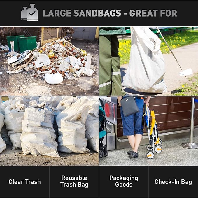 Sandbaggy Large Sandbags - Size: 25" x 40" - Thick Heavy Duty Contractor Bags, Heavy Duty Garbage Bags, Dumpster Bag, Construction Trash Bags, 6 mil (50 Bags)