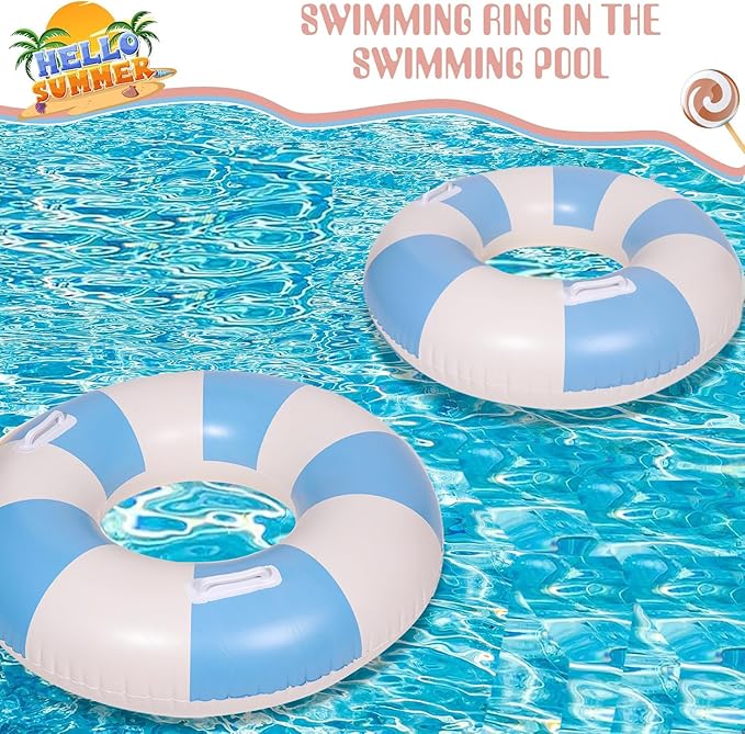 2PCS Large Swimming Pool Tubes Inflatable Pool Floats for Adult Swim Ring Floaties Inflatable Swimming Pool Raft Summer Beach Lounger Float Party Supplies