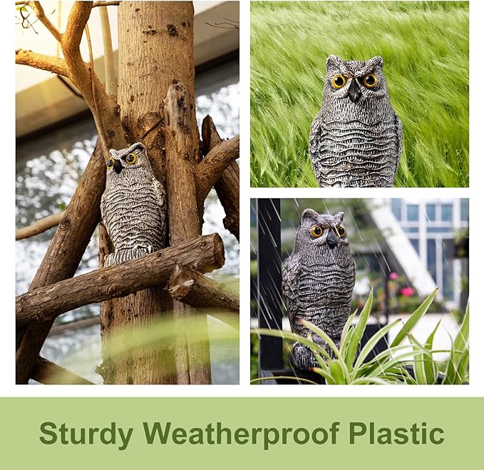 OFFO Bird Scare Devices Plastic Owl Scarecrow for Halloween Decorations Outdoor Garden, Yard, Pool Decoration, 8.3 in Height, Brown