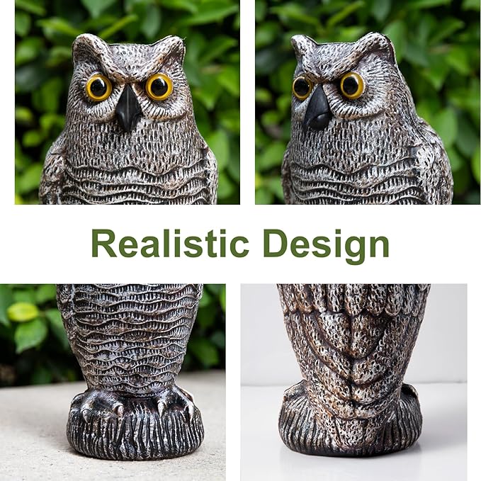 OFFO Bird Scare Devices Plastic Owl Scarecrow for Halloween Decorations Outdoor Garden, Yard, Pool Decoration, 8.3 in Height, Brown