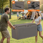 110 Gallon Deck Box Outdoor Indoor Waterproof Storage Box for Patio Furniture, Pool Accessories, Garden Tools, and Cushion Storage, Coffee